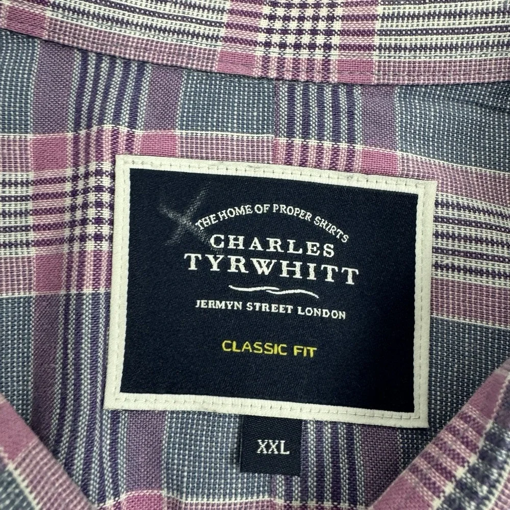 CHARLES TYRWHITT Mens Long Sleeve button Cotton/Linen CLASSIC FIT - XXL - Picture 5 of 7